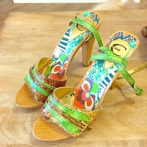 Just Cavalli Snake Skin Wooden Heels - size 40